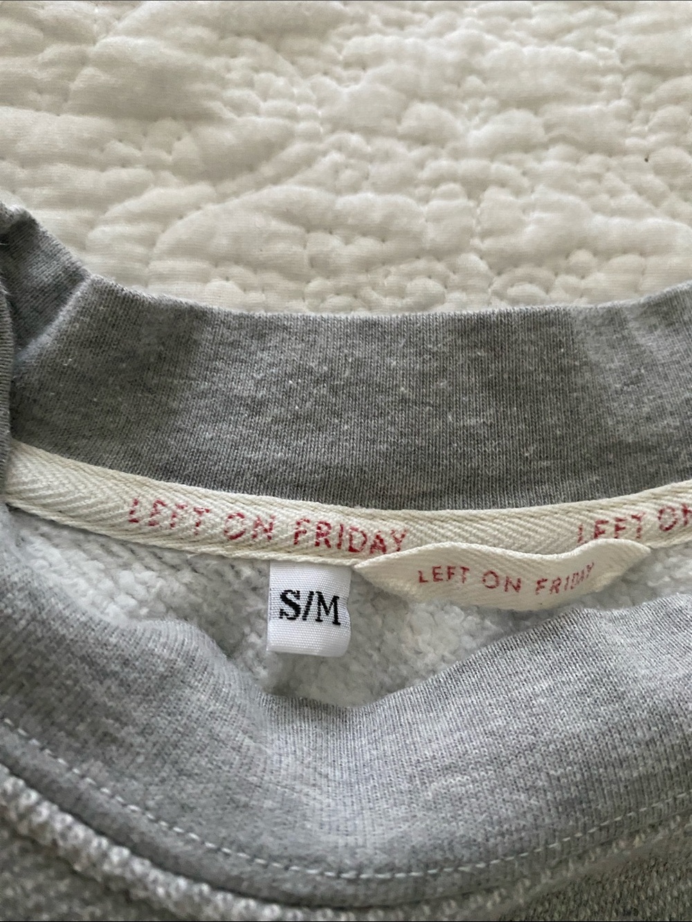 Left On Friday Grey Field Day Crewneck Cropped Boxy Sweatshirt wide sleeves - Picture 8 of 10